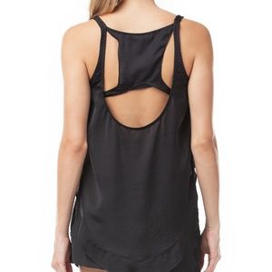 DELIKAIE RAYNE Black Satin Racer Back Tank